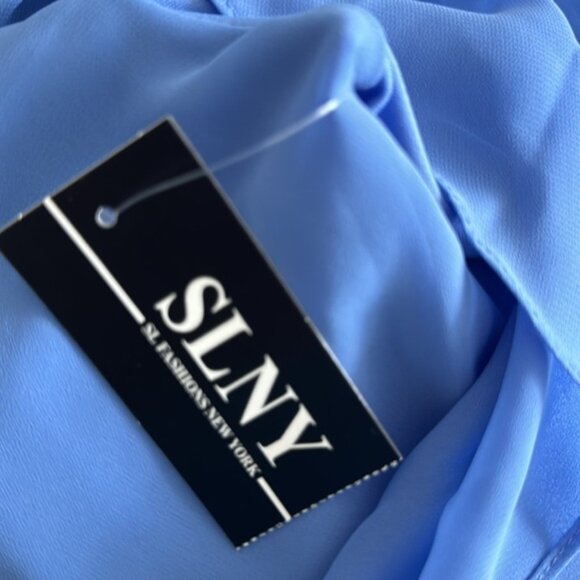 SLNY Sleeveless Tiered Mini Blue Bright Peri Dress Pull On Sz.14 - Picture 7 of 10
